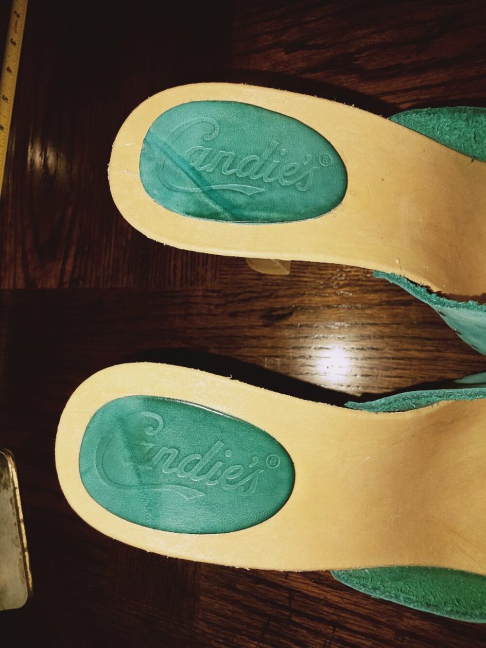 Vintage Y2K Candie’s Original Slides Teal Suede Mules Size 9 Barbiecore - Picture 2 of 15